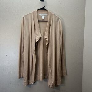 Max Studio 100% Extra Fine Merino‎ Wool Cardigan Sweater Waterfall Drape Blush M